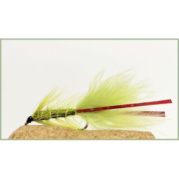 Troutflies UK Mini Flash Damsels – 18 Pack – Size 12 Trout Flies – Black & Olive – UK Made